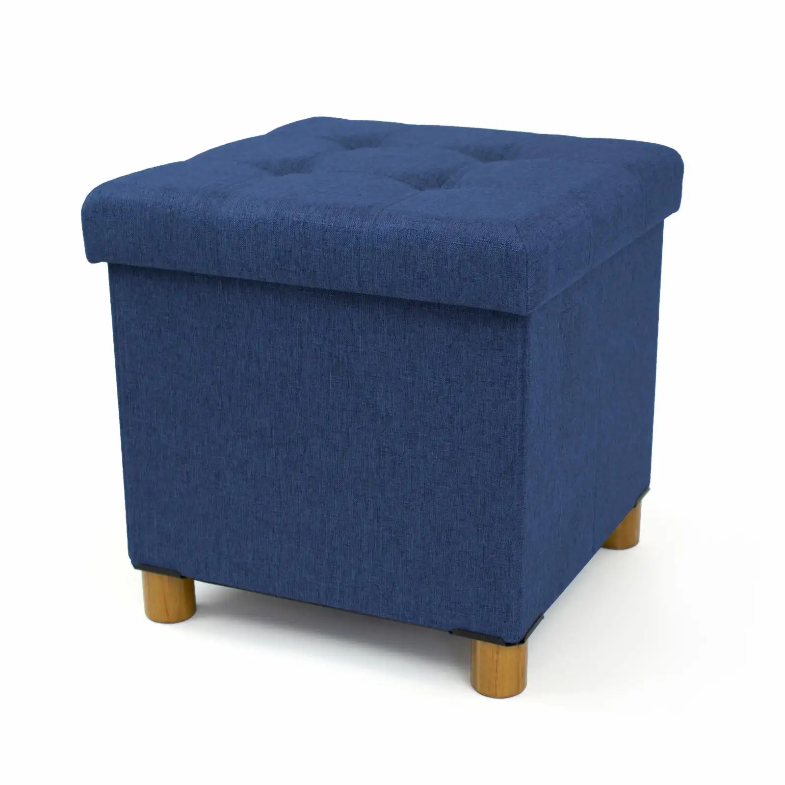 

Humble Crew Malone Collapsible Cube Storage Ottoman Foot Stool with Tray, Navy