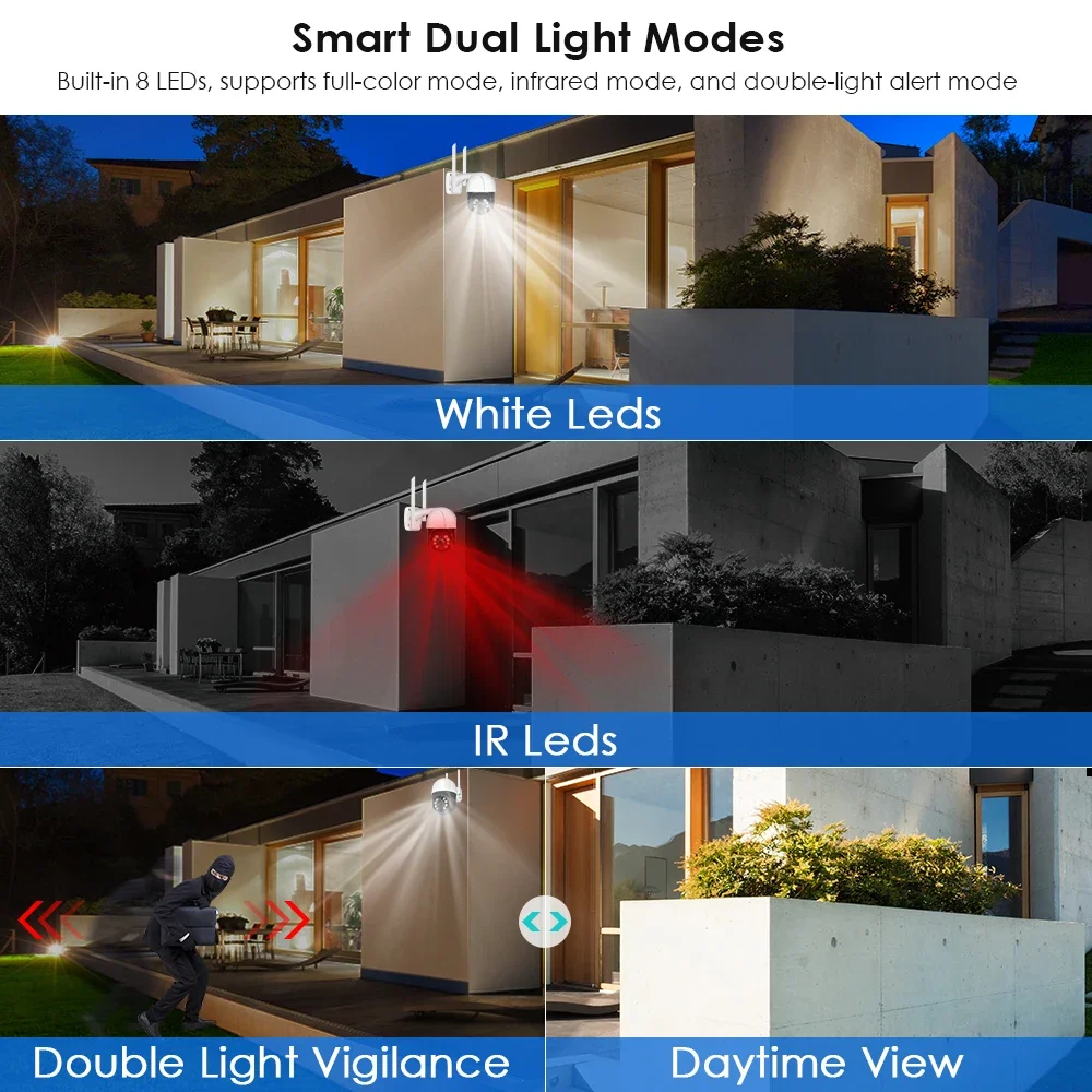 8MP PTZ WiFi IP Camera 4K AI Human Detection Color Night Vision Audio Video Sur