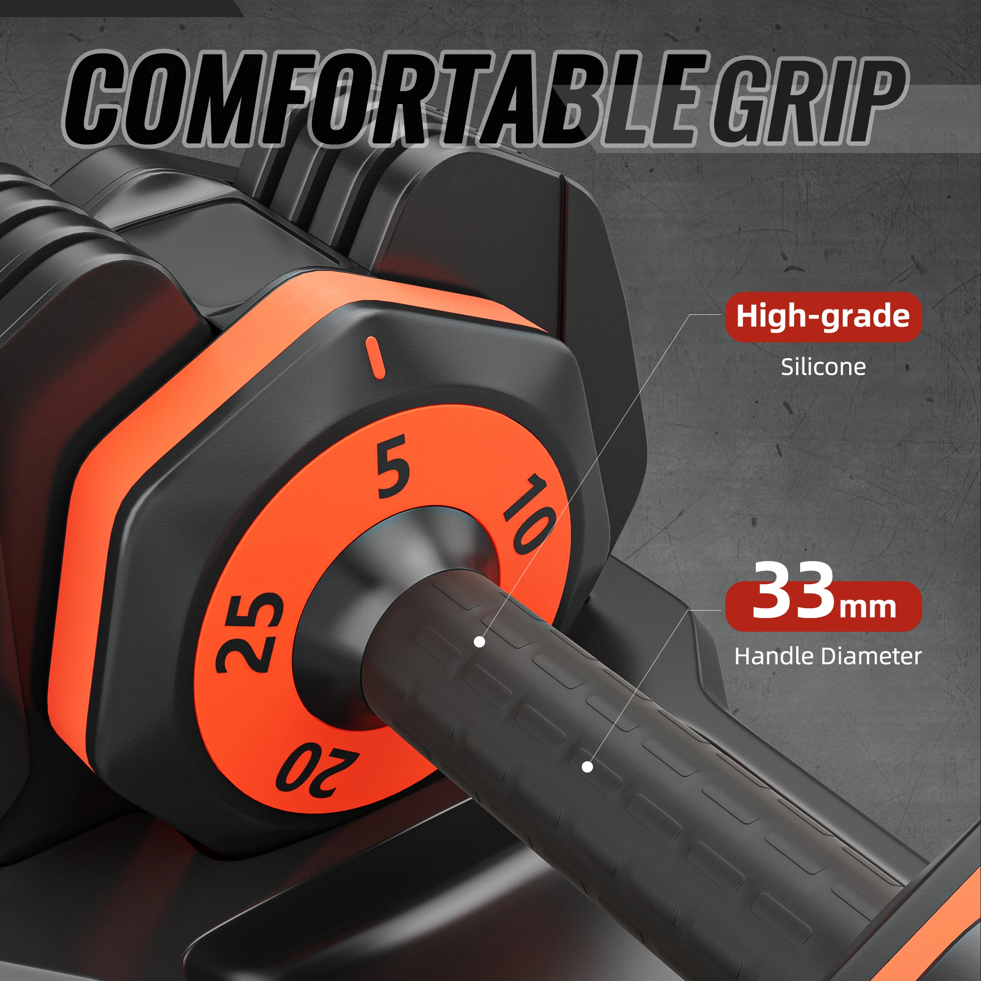 Adjustable dumbbell set 25LB pair /50LB one dumbbell 5 in 1 weight adjustment with non-slip handles for gym workouts