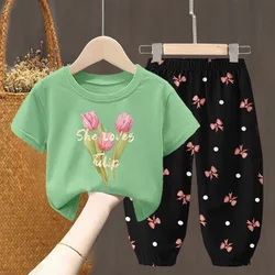 Chic Summer Set: Cute Fashion T-shirt & Pants - 140 (7 to 8 Years) (7)
