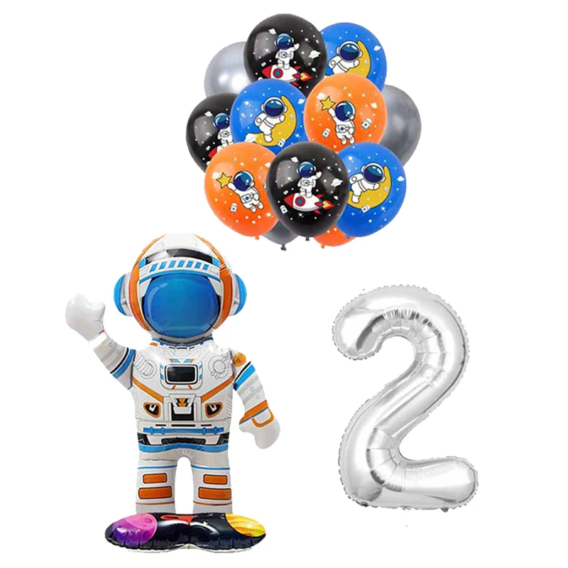 Weltraum-Astronaut Geburtstags-Dekorations-Set Tischgeschirr Tassen Teller Servietten Luftballons Geschenktüten Papa-Kreis für Kinder Jungen Party-Zubehör – Detail 33