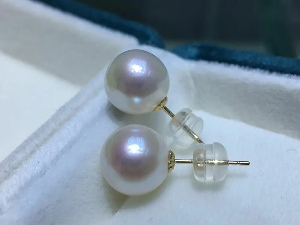 

Gorgeous AAAAA REAL NATURAL 10-11mm south sea white Round pearl earring 18k GOLD