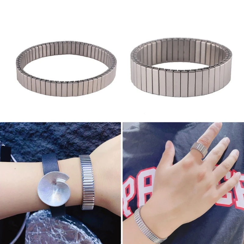 

Elegant Charm Bracelet 16mm/9mm Width Stainless Steel Stretch Bangle Wristchain Dropship