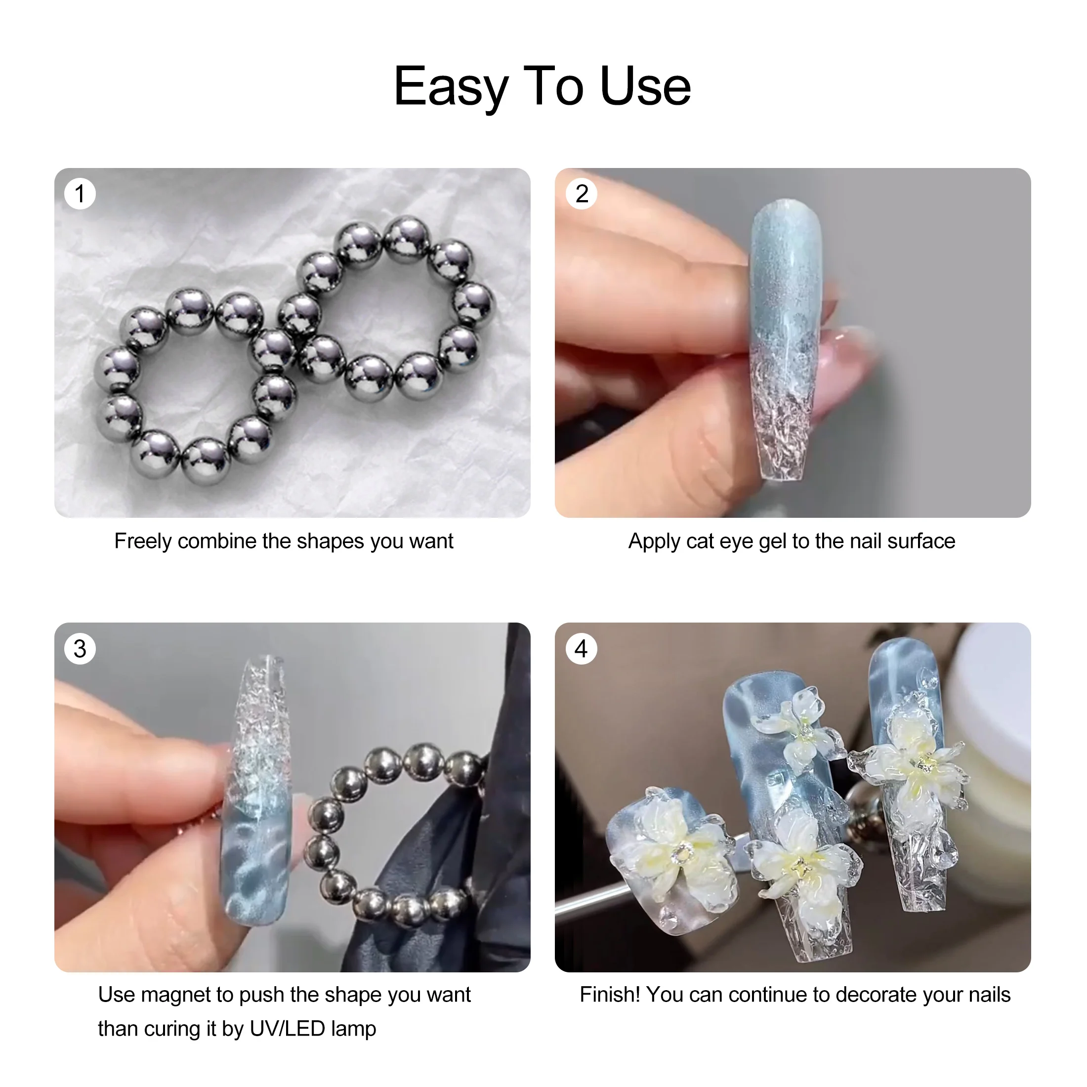 20PC Cat Eye Nail Oil Glue Magnet Nail Tool Cat Eye Magnetic Strip Powerful Magnetic Pattern Multifunctional