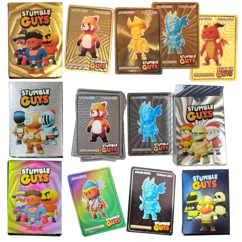

55pcs Stumble Guys Colourful Silver Black Golden Foil Cards Anime Board Game Toys Flash Trading Card Collection Children Gifts