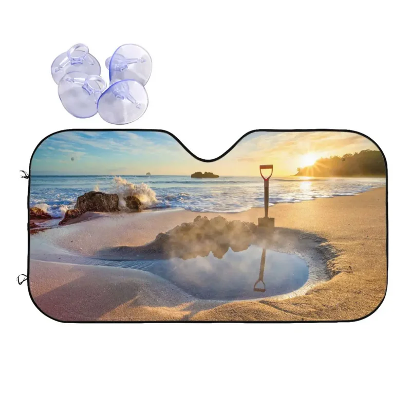 

Sea Beach Scenery Folding Windshield Sunshade 70x130cm Sunset Foils Sun Visor UV Protector