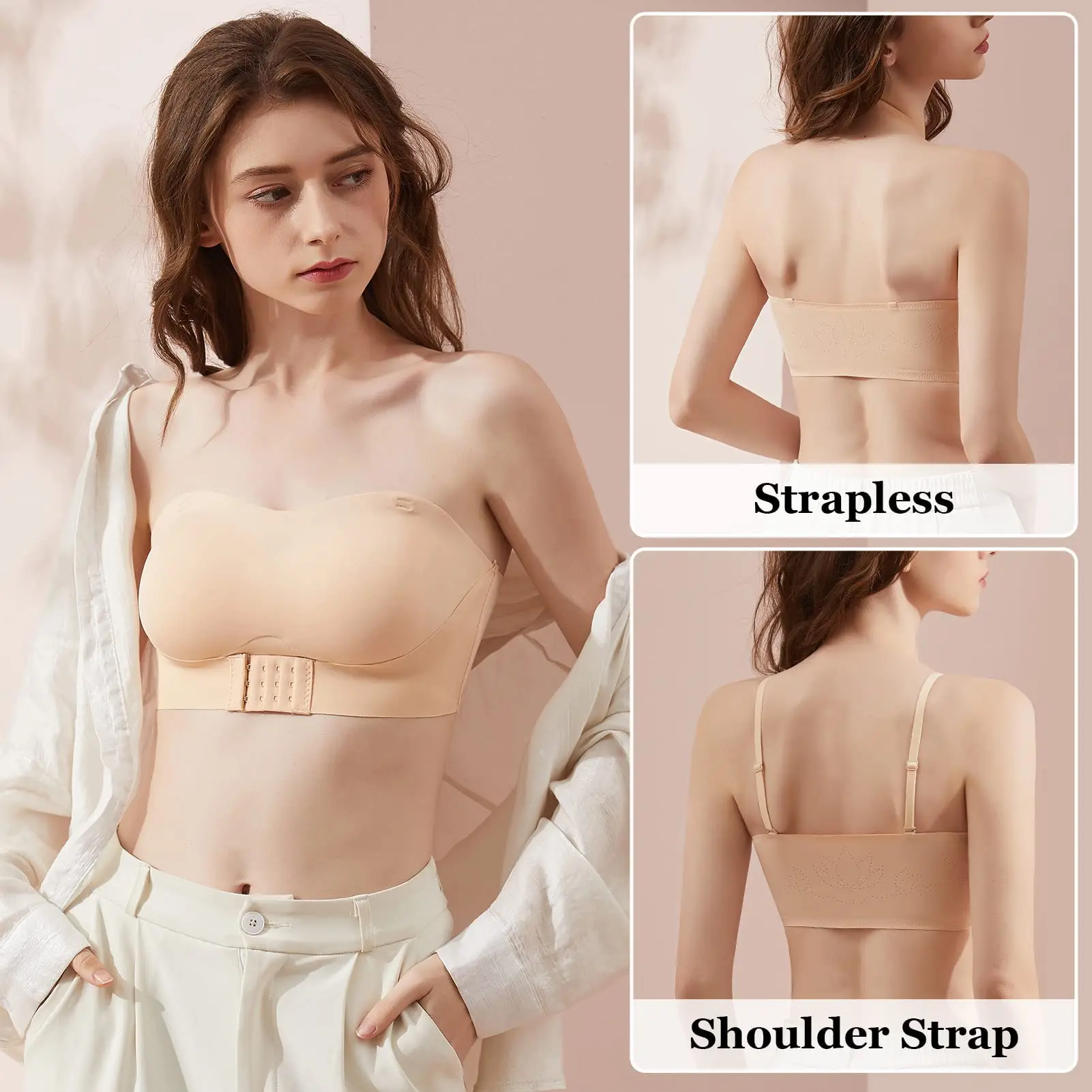 Sexy Strapless Bra Plus Size Ice Silk Push Up Bra Tops Girls Seamless Non Slip Underwear Invisible Bra Female Bralette