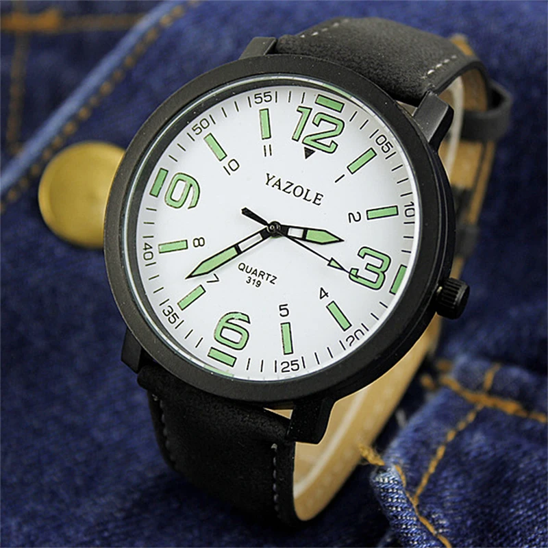 Luminous Analog Quartz Men's Watch with Leather Strap - YAZOLE Fashion Collection