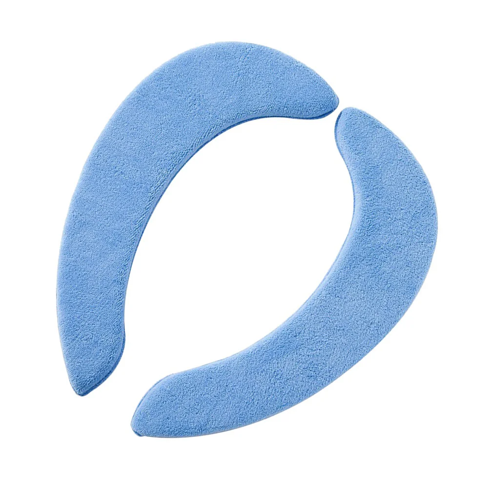 

1 Pair Bathroom Toilet Sticker Sticky Washroom Thicken Coral Fleece Washable Toilet Seat Lid Cover Pads (Blue, Covered