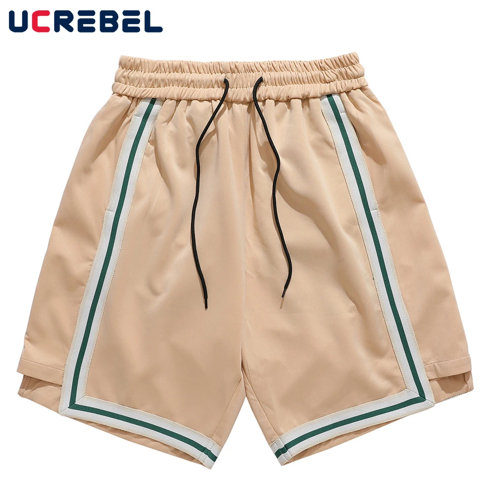 Pantalones cortos de chándal de Color liso para hombre, ropa de con cinta hasta rodilla, pantalones cortos casuales de cintura elástica cordón de verano| | AliExpress