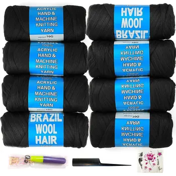 70g/ball Brazilian Wool Hair Yarn for Braiding Synthetic Artificial Senegalese Twisting Wig Hair Attachment Knitting Salon 1