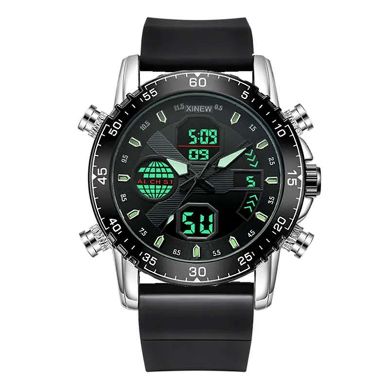 Men's Fashion Leather Band Watch - Dual Time Design in Black