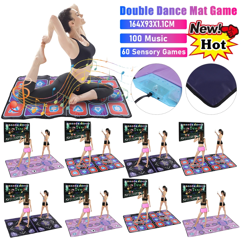 Double Dance Mat Game with Wireless Controller Dancing Floor Carpet 100 Music 60 Sensory Games Plug And Play for TV Computer