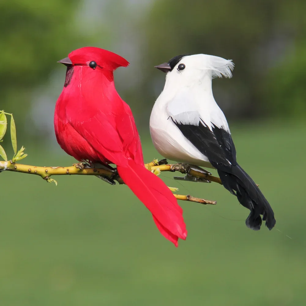 

2PCS Creative Foam Feather Artificial Parrots Imitation Bird Model Home Outdoors Garden Wedding Decoration Ornament DIY Party