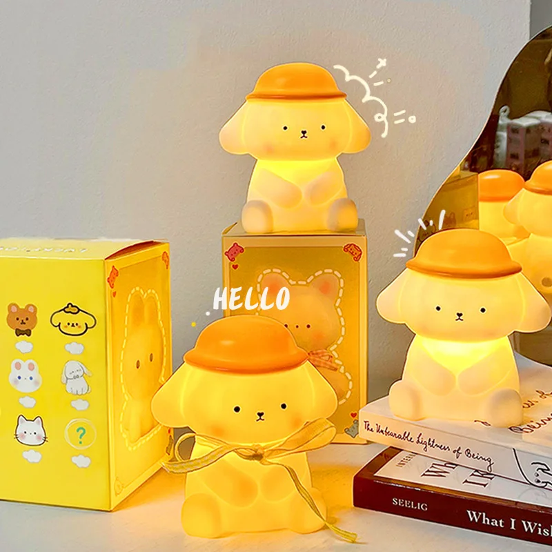 

New Pompompurin Night Light Sanrio Pochacco Bedroom Bedside Lamp Girls Cartoon Children Luminous Toys Christmas Halloween Gifts