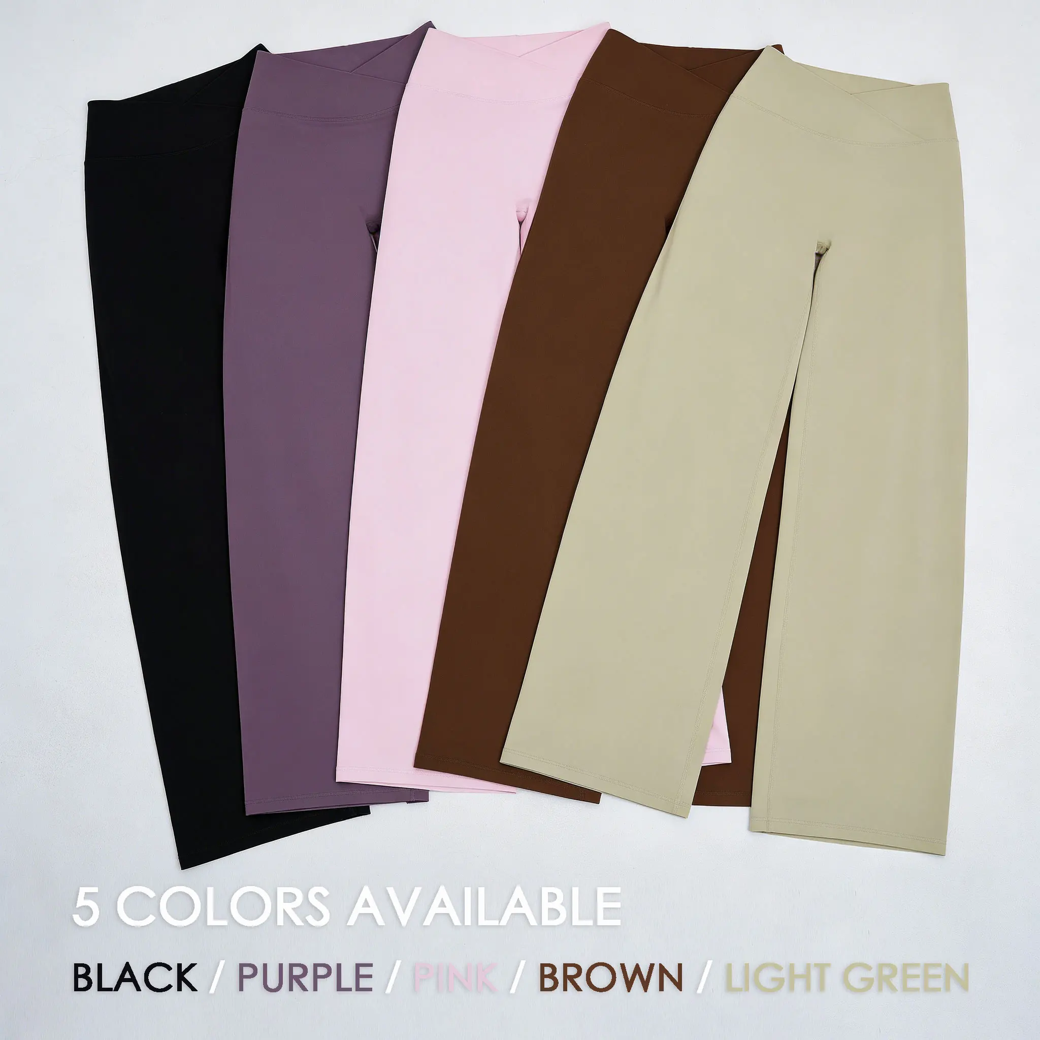 Leggings a Zampa d'Elefante Felpati, Pantaloni Casual a Vita Alta Incrociati, Pantaloni da Corsa Vestibilità Ampia, Pantaloni per Attività all'Aperto - Image 5