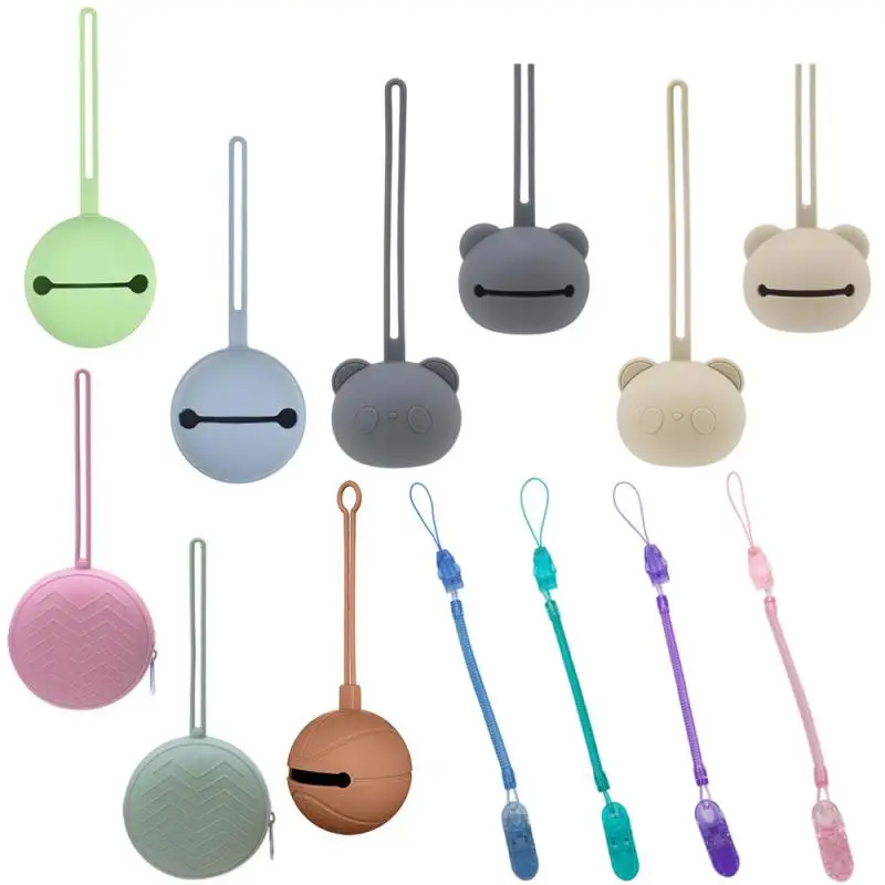 Baby Anti-drop Chain Pacifier Clips Chain Box Silicone Infant Portable Soother Container Box Nipple Holder Girl Boy Accessories