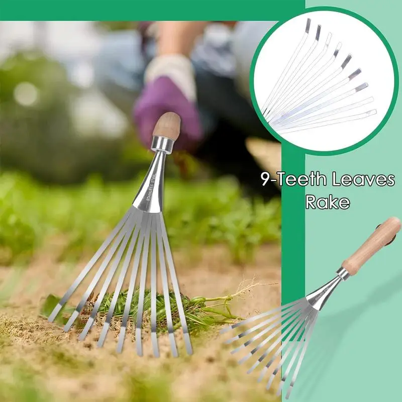 Hand Rakes Long Handle Stainless Steel Shell Clam Digger Small Leaf Rakes Great for Gardening Planting Garden Sweep Yard farming rake,hand rake