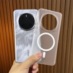 Magnetic Transparent Luggage Stripe Phone Case with MagSafe - Hard Shell Bumper for Honor Magic 7Pro (Matte white)