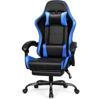 Video Gaming Chair with Footrest High Back Ergonomic Comfortable Office Computer Desk with Lumbar Support Height Adjustable with 1