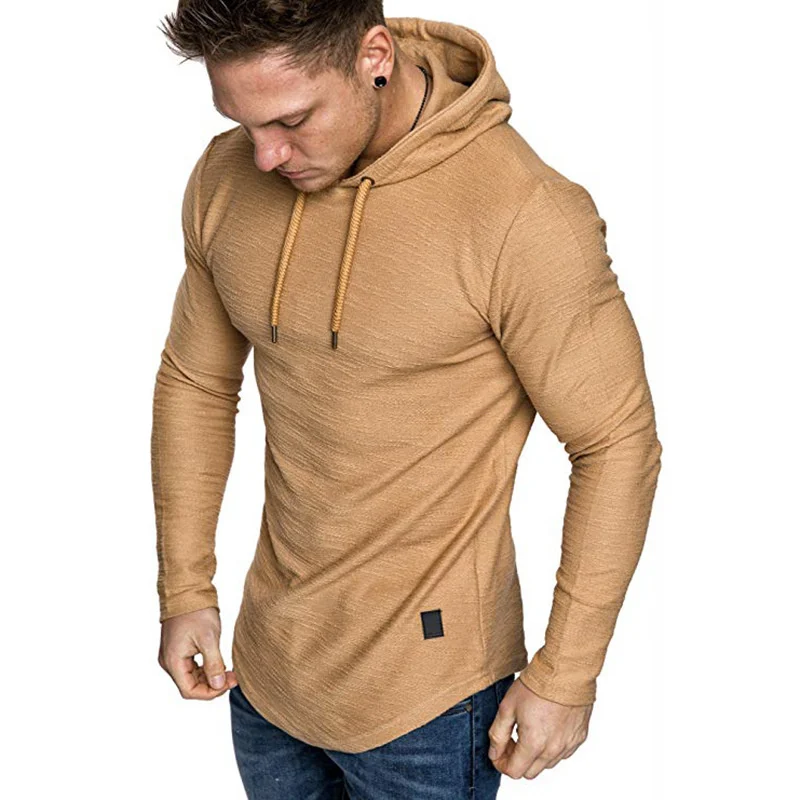 Autumn Long Sleeve Hooded Sweatshirt Men's Solid Color Simple Style Comfortable Casual Hoodie Male Youth Slim Fit Sports Top 3XL
