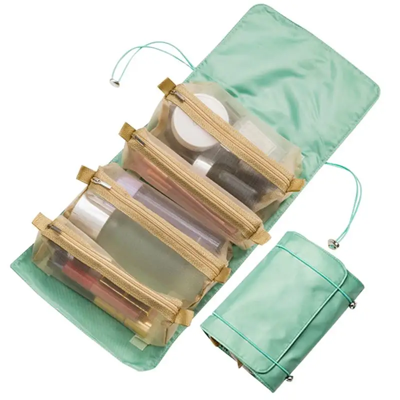 

Detachable Makeup Bag 4 In 1 Multifunctional Travel Portable Folding Travel Storage Bag Zipper Mesh Cosmetic Bag Pouch For Women