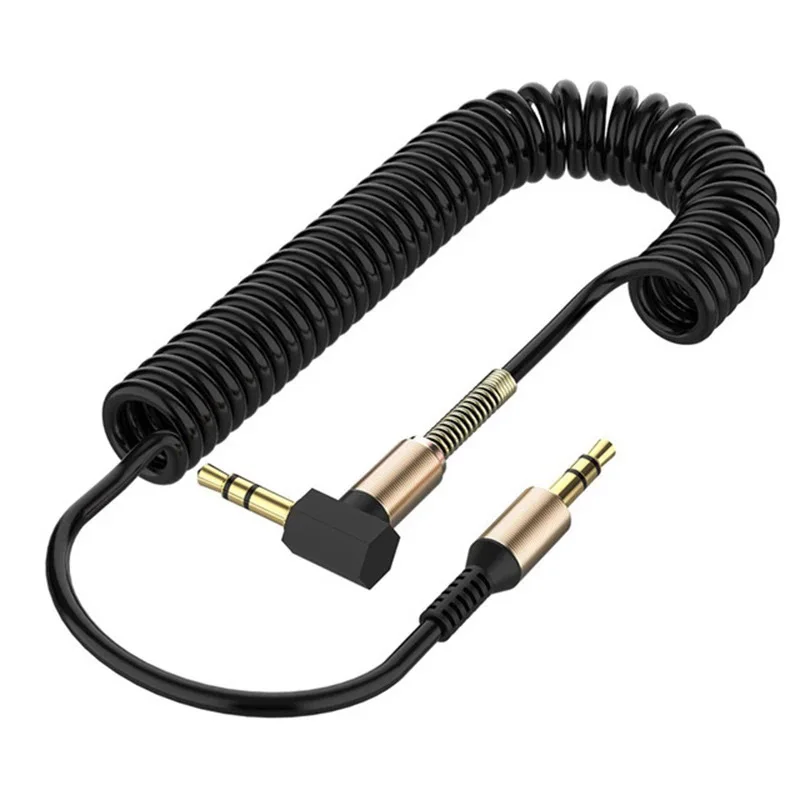1m Coiled 3.5mm AUX Cable Mini Jack Male Audio Auxiliary Lead for Phone Car lot 
