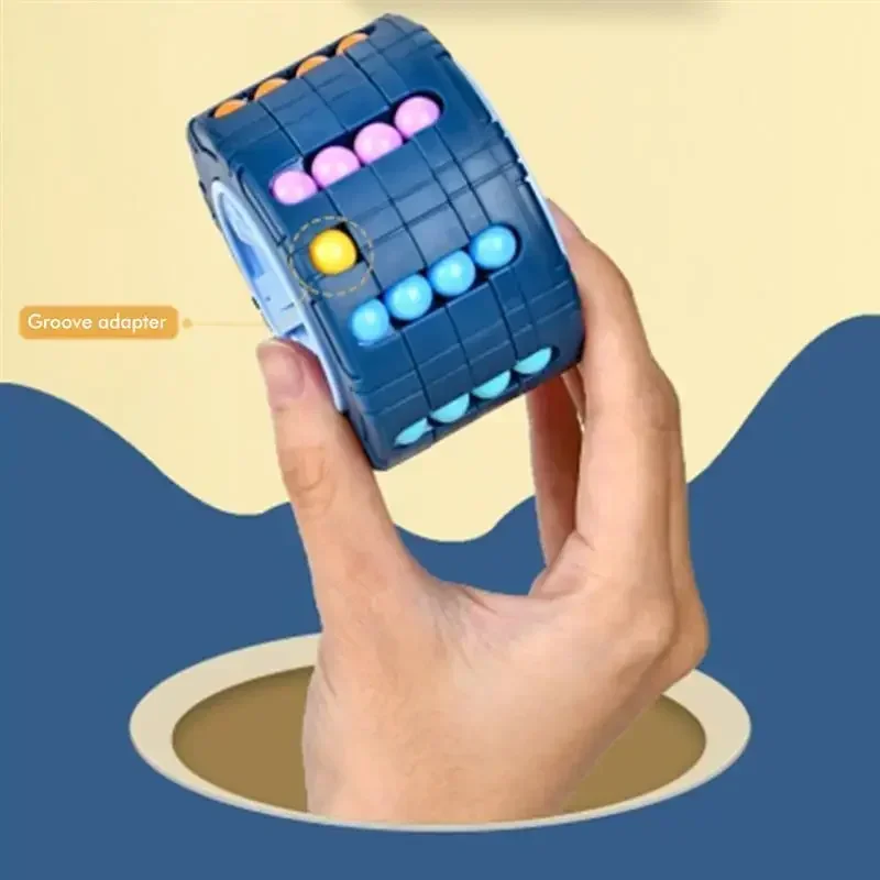 3D Cylinder Cube Toy Magical Bean Gyro Rotate Slide Puzzle Games Relieve Stress Children Educational Montessori Infant Toys Gift 3