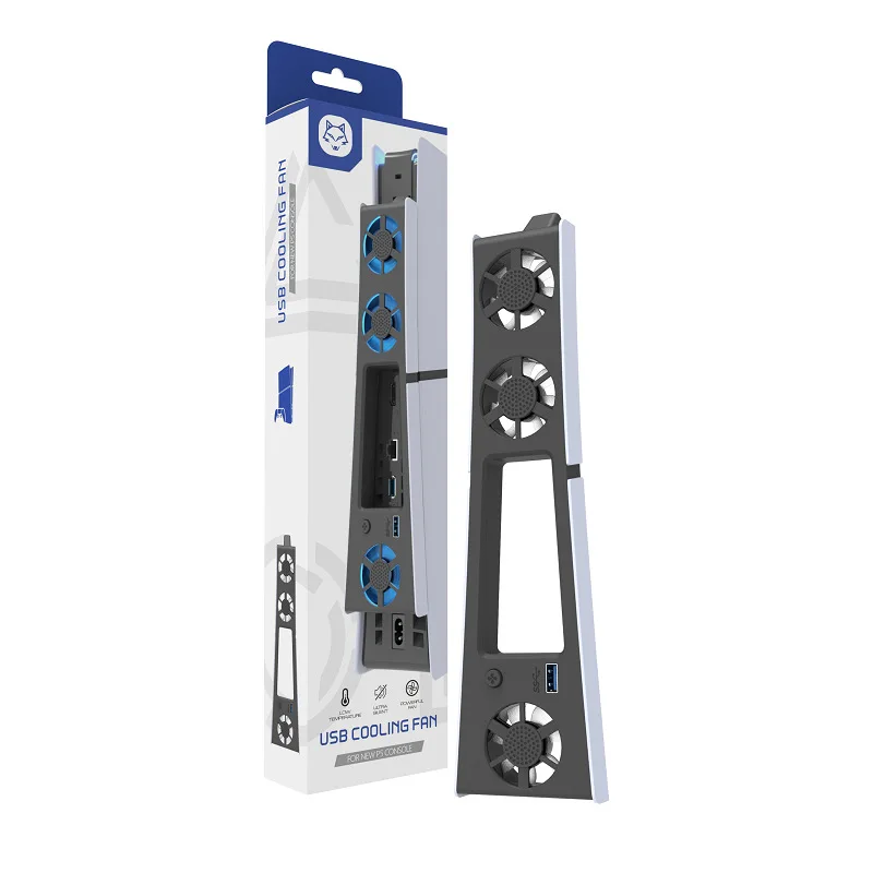 מערכת קירור יעילה למאוורר גיימינג עם תאורת LED והפחתת רעש למאוורר קירור דק ל-PS5 ולקונסולת דיגיטלית