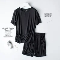2026 Summer New Pajama Set Women's Modal Short Sleeve Shorts Two Piece Set Ladies Solid Loose Large T-shirt Homewear Women Shirt - Image 6