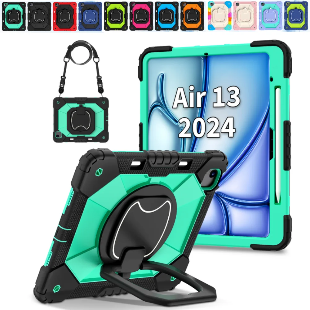 Durable Shockproof Tablet Case with Built-in Kickstand & Shoulder Straps