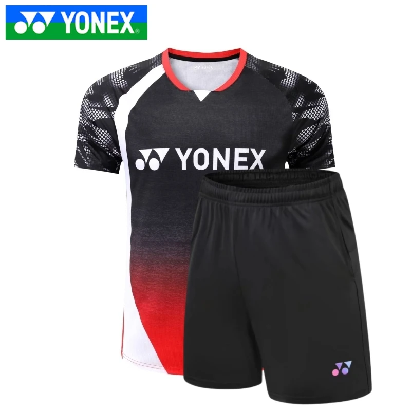 Yonex men quick drying shorts short sleeve breathable quick drying badminton wear short sleeve top running sports fitness pants