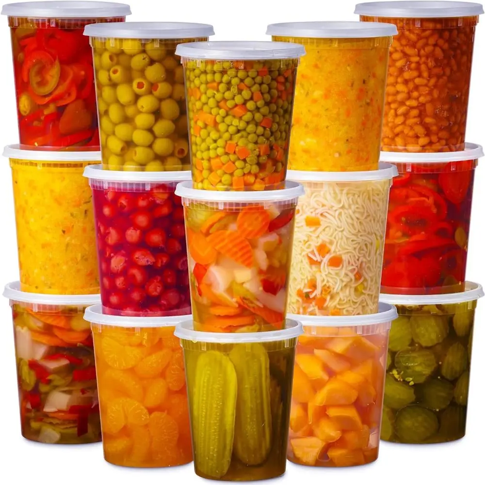 48 Pack Plastic Deli Containers Microwave and Freezer Safe Clear Disposable Meal Prep Containers Leakproof with Lids Lunch Box
