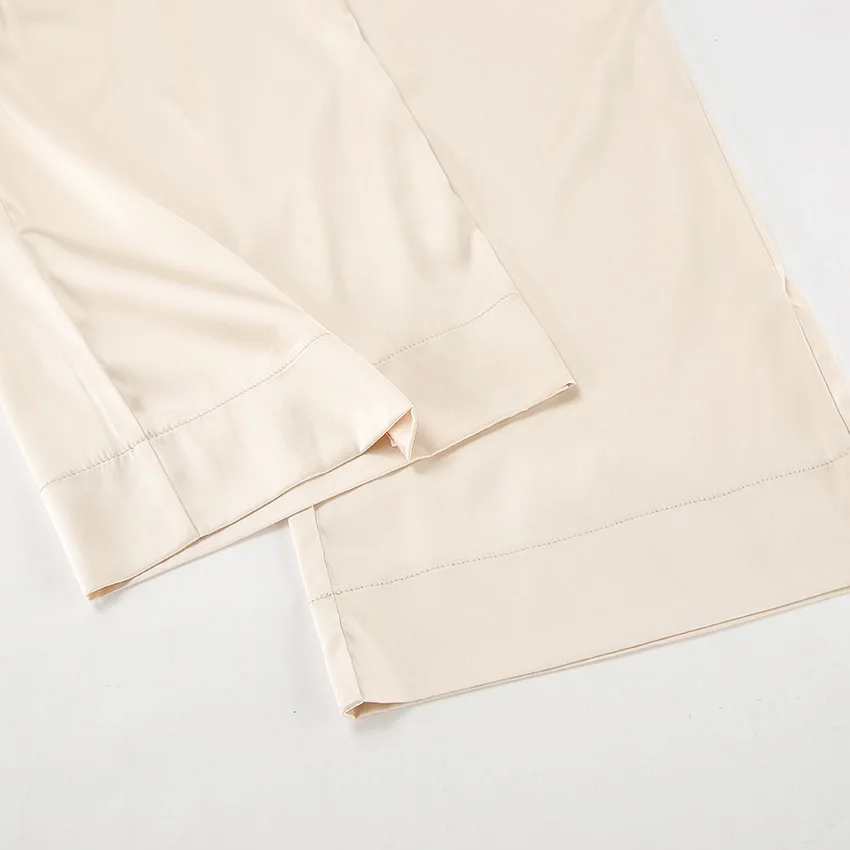 Fashion Commute 2 Piece-Set Trousers Ladies Casual Solid Shirts And High Waist Wide Leg Clothes Outfits Women's Pants Sets