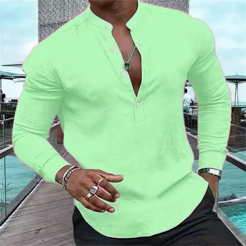 2024 Men's Shirt Casual Shirt Long Sleeve Solid Color Half Cardigan Loose Fit Daily Shopping Clothing Extra Large Size 6xl - Image 8