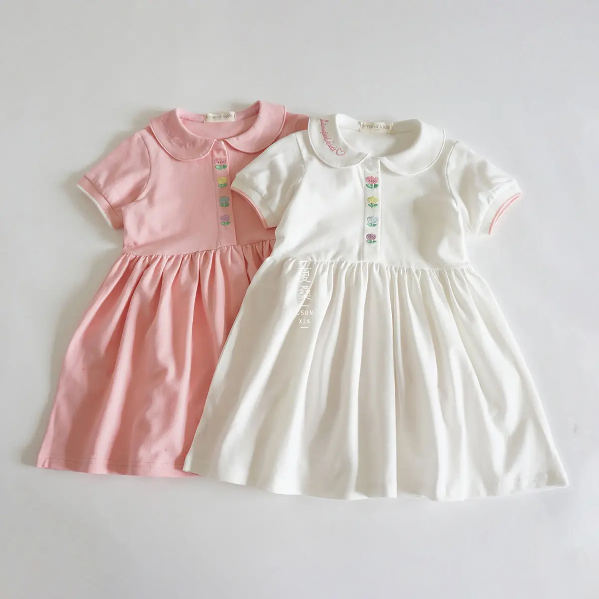 

Summer New Baby Girl Dress Embroidered Flower Thin Cotton Short Sleeve Loose Kids Princess Dress