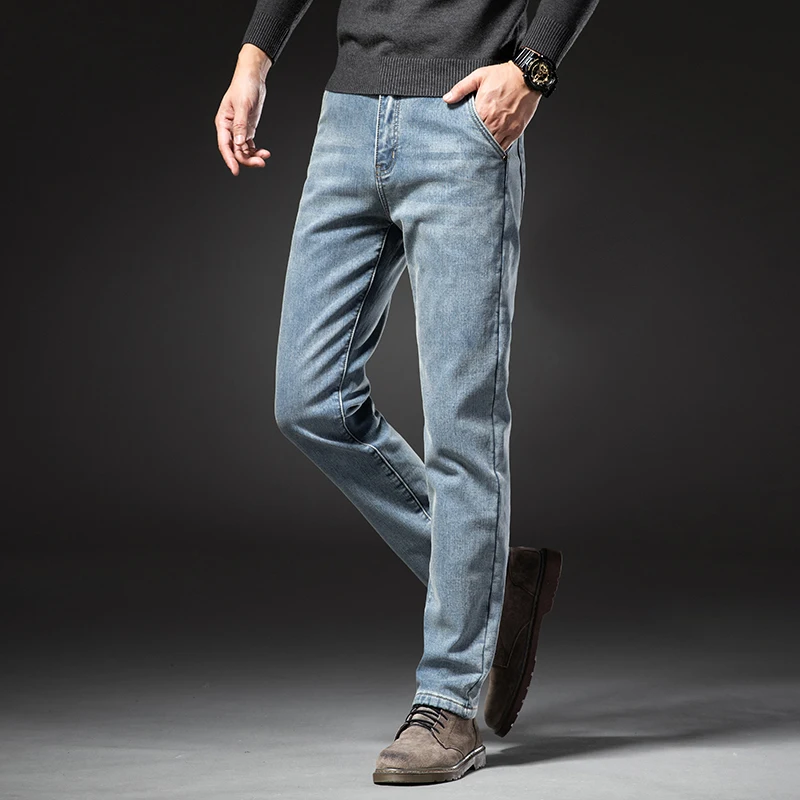 Winter Men Vintage Brand Classic Retro Youth Fashion Fit Straight Leg Casual Stretch Denim Jeans men jeans mens jeans jeans trousers denim trousers