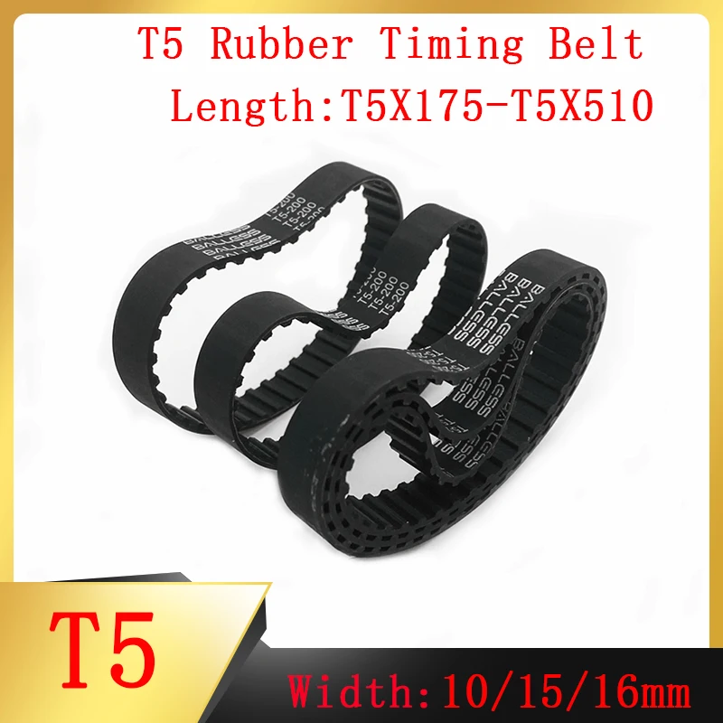 

T5 Ladder Tooth Synchronous Timing Belt Width 10/15/16mm C=T5-175~T5-510 Rubber Closed-loop Synchronous Belt