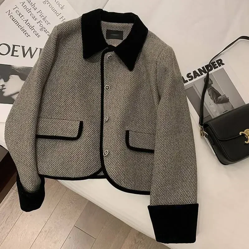 붐버재킷 남성용 캐쥬얼 재킷, S-4XL 두껍고 따뜻한 재킷, 오버코트, 스탠드 칼라, 아우터, 스포츠 코트, 가을, 겨울, 2023 신상 8 여성용 빈티지 턴다운 칼라 재킷, 짧은 패션 캐주얼 기본 코트, 루즈한 다목적 스플라이스 블레이저, 가을 및 겨울 2023