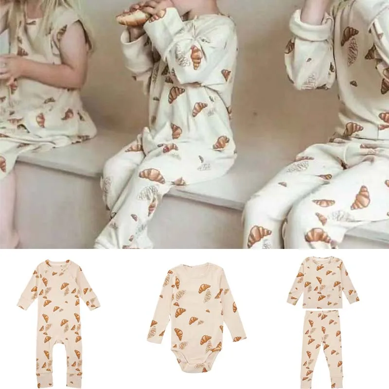 

Baby Home Clothes 2023 Autumn Boys and Girls Air-conditioned Cotton Jumpsuit Skin-fitting Top Trousers Suit Crawling Clothes