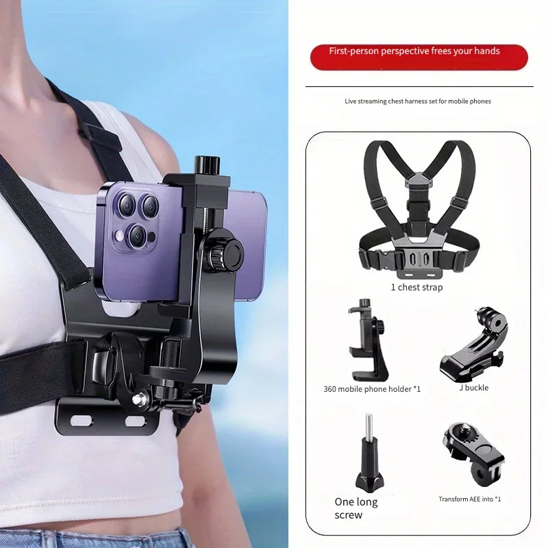 ProVlogger Chest Mount Harness-360&deg; Rotation, Adjustable, Universal Mobile Clamp for Immersive Video Recording