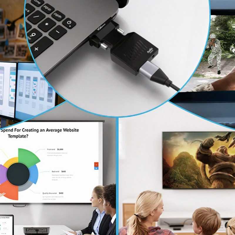 with HDMI to VGA Converter Male to Female Adapter HDTV Cable Splitter Computer Laptop Monitor Projector Connect Cord Extender