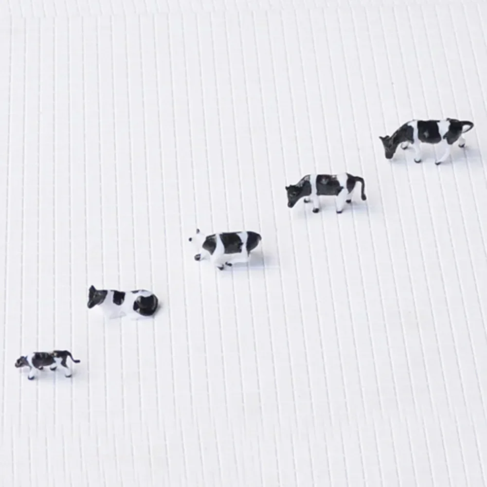 10PCS Realistic 1 87 Scale HO/OO Gauge 00 Black & White Cow Models For Your Model Railway Pack Model DIY Model Accessories 4