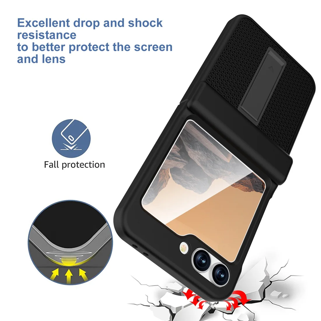 Non-Slip Shockproof Kickstand Hard Phone Case with Screen Protector