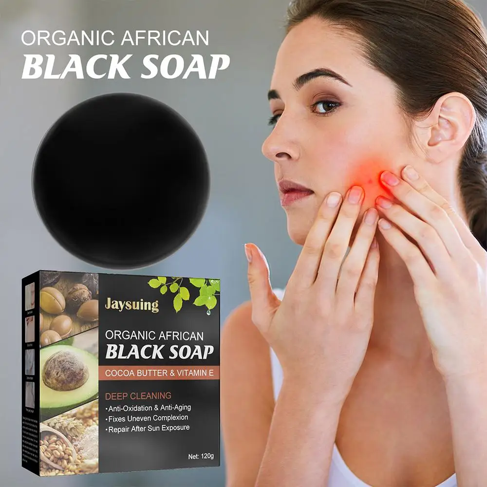 

100g Organic African Black Soap Deep Cleaning Moisturizing Acne Cleanser For Clear Skin Care Handmade Soap Bar For Face Bod J5J6