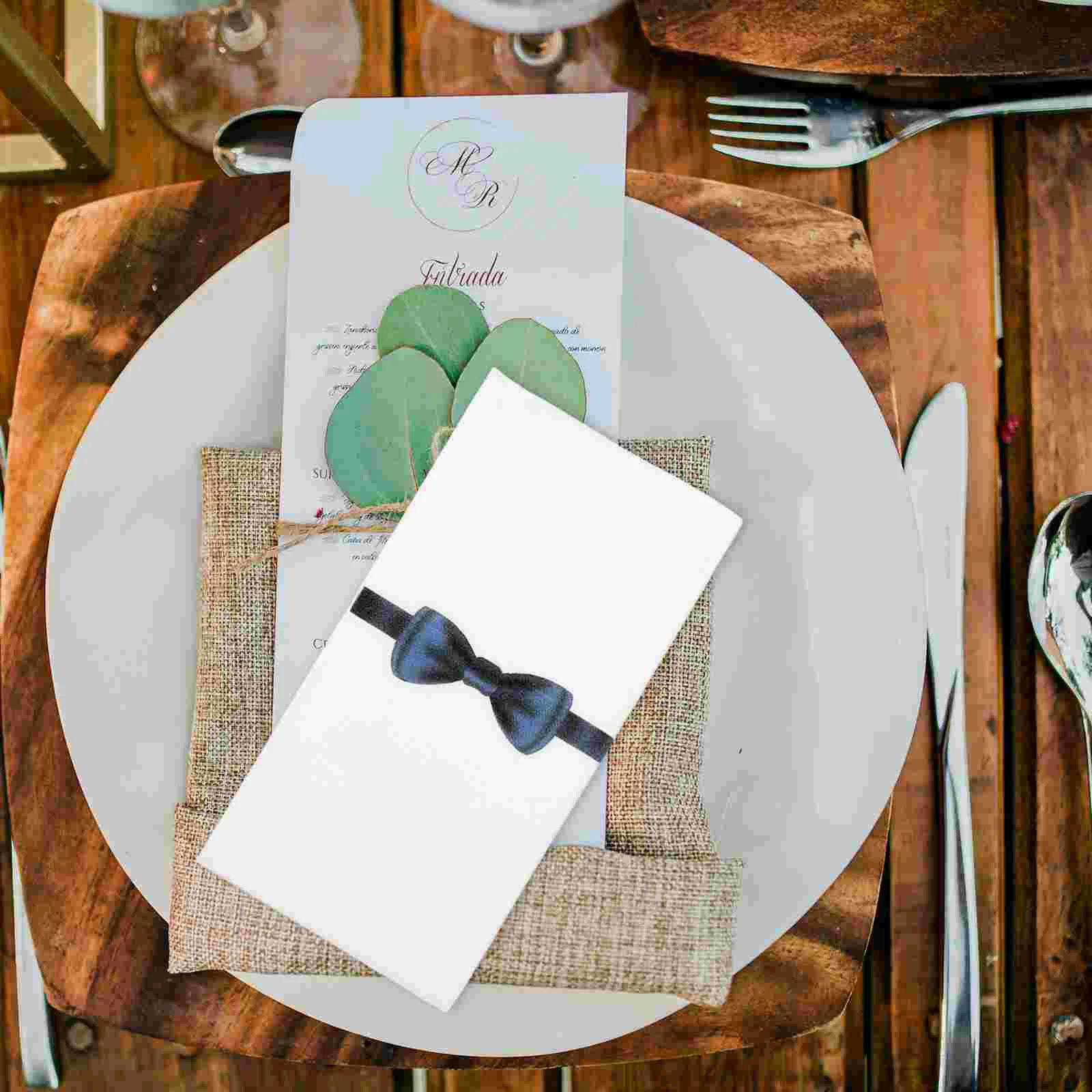 50 Pcs Knife and Fork Pad Napkin Wrapping Tableware Packing Napkins Bathroom Paper Towels Engagement Bow Tie
