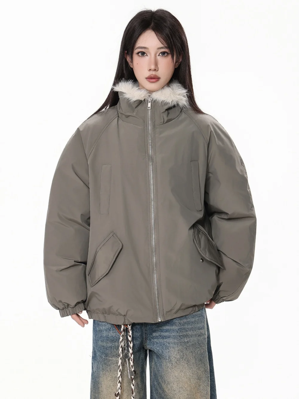 Women's Winter Down Jacket Plush Collar Winter Woman Clothes Luxury Padding Lightweight Puffer Women Brand Luxury Down Jackets