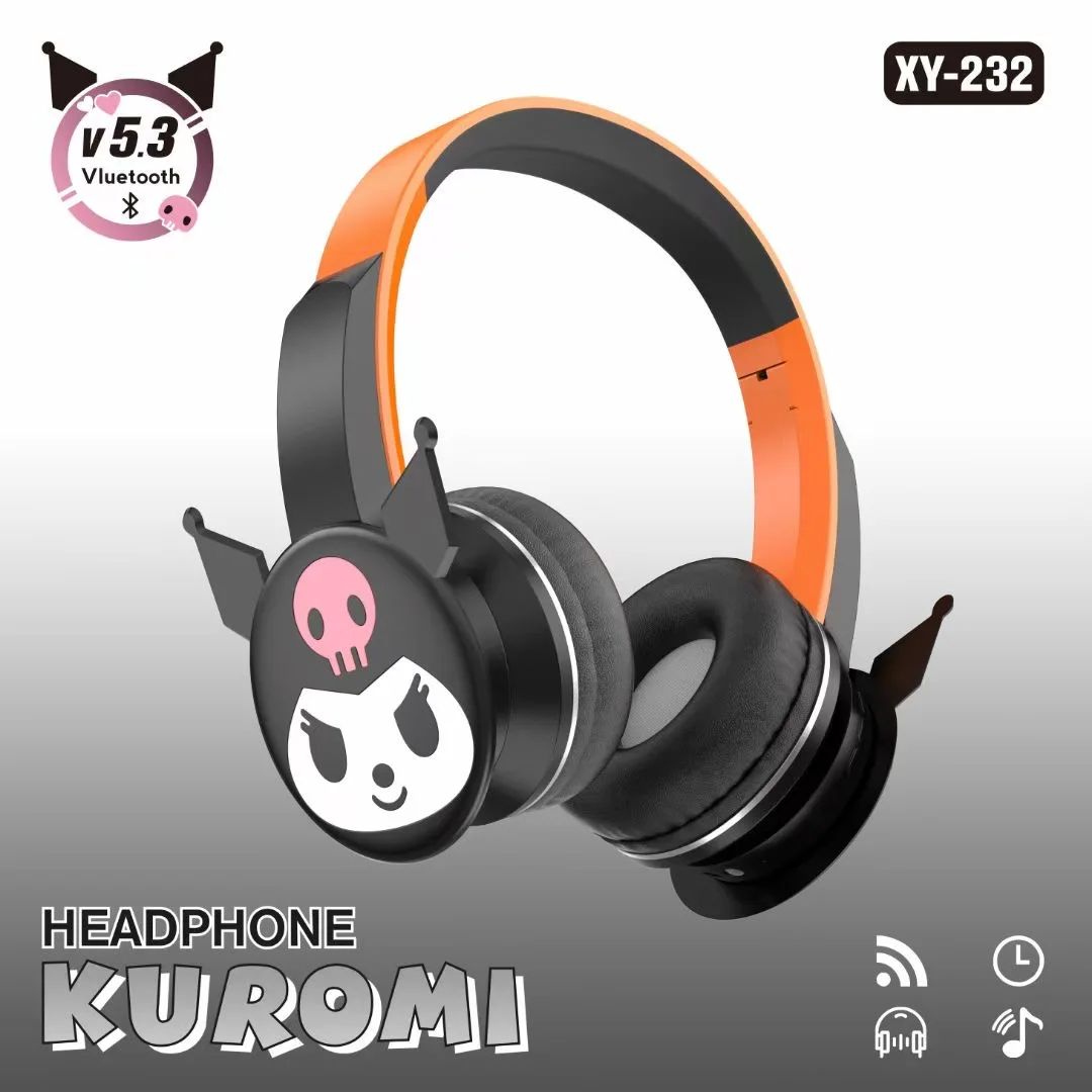 NEW Sanrio XY-232 Kuromi Bluetooth Wireless Headphones Wireless Headset with Mic Foldable Lightweight Earphone for Phones Laptop