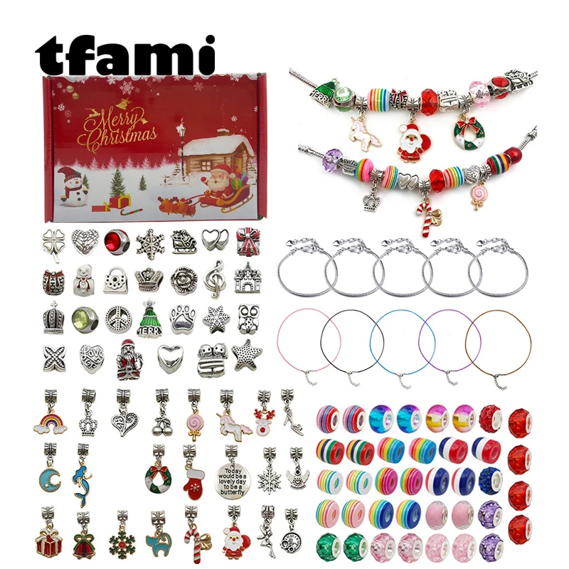 

TFAMI NEW Christmas Bracelet Beads Kit DIY Beaded Jewelry Gift Boxs Full Set Bracelet Making Kit Christmas Toys For Girls Gifts