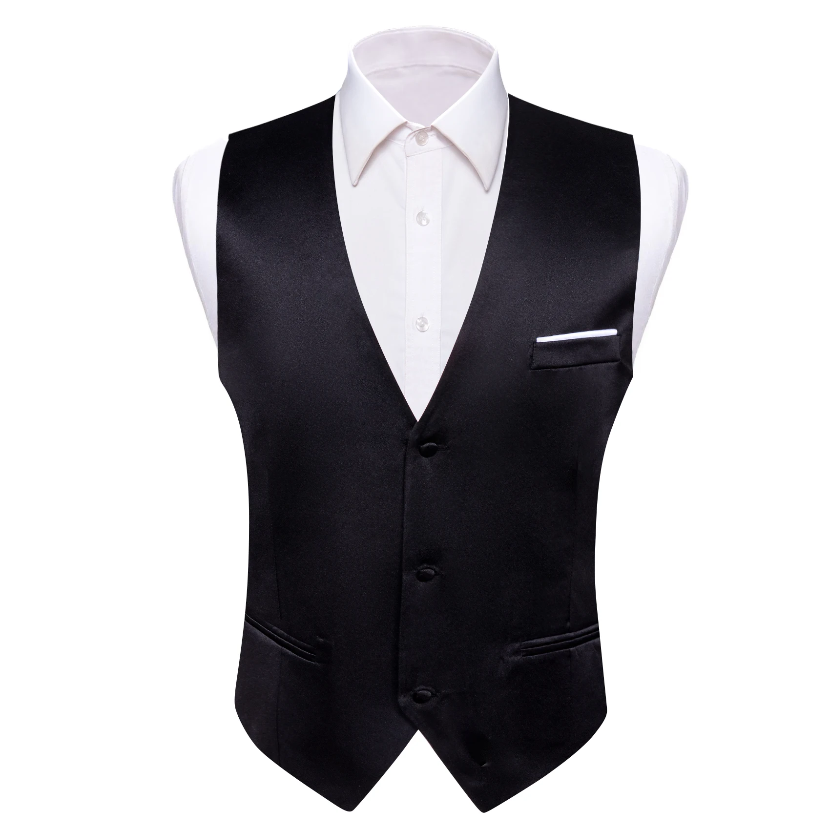 

Classic Luxury Brand Vest For Men Black Slim Fit V-Neck Sleeveless Waistcoat Necktie Sets Formal Party Designer Barry.Wang DM-24